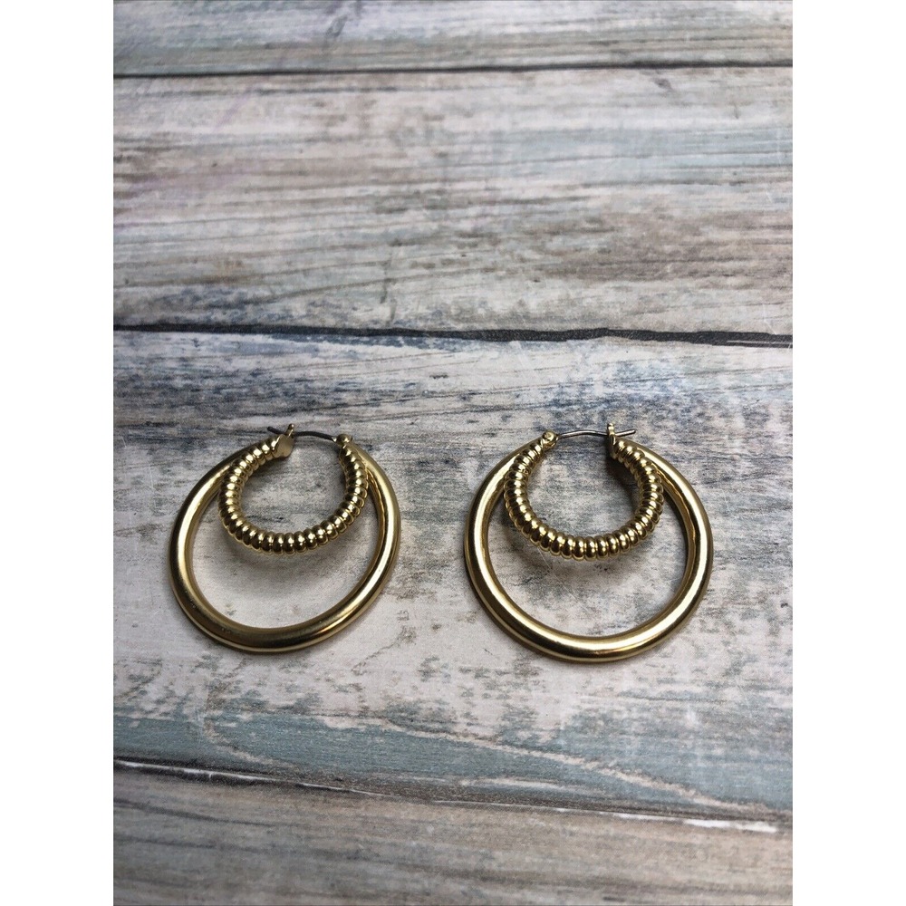Gold Tone Hoop Earrings Twist‎ NWOT unbranded